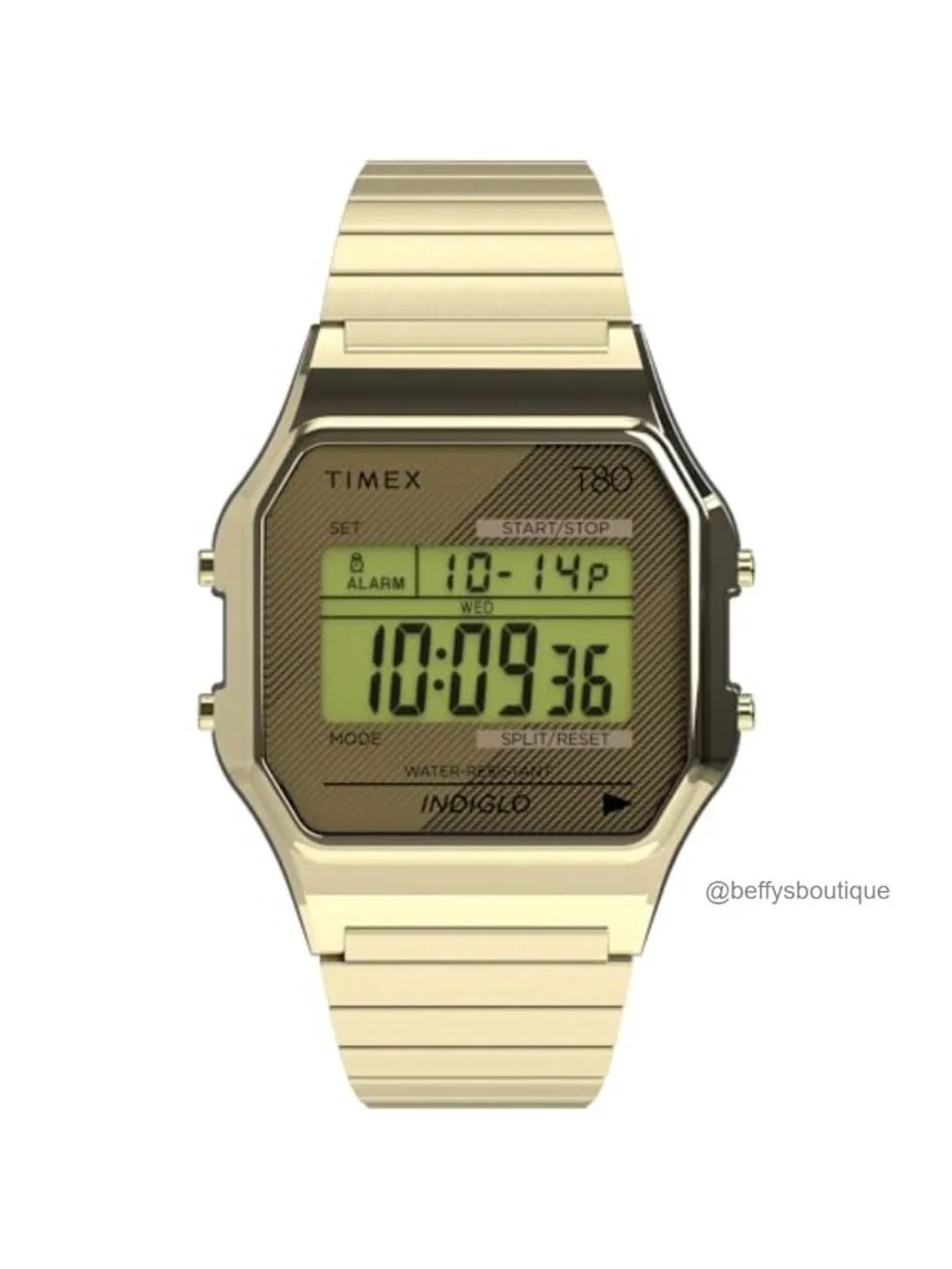 Retro Digital Quartz Watch - Gold-Tone Stainless Steel Bracelet